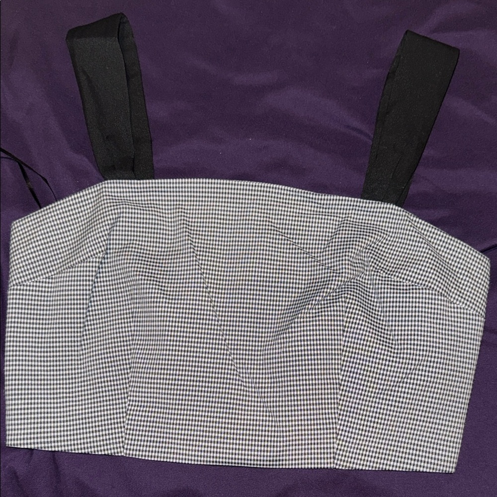 J.O.A. Monochrome Checkered Crop Top